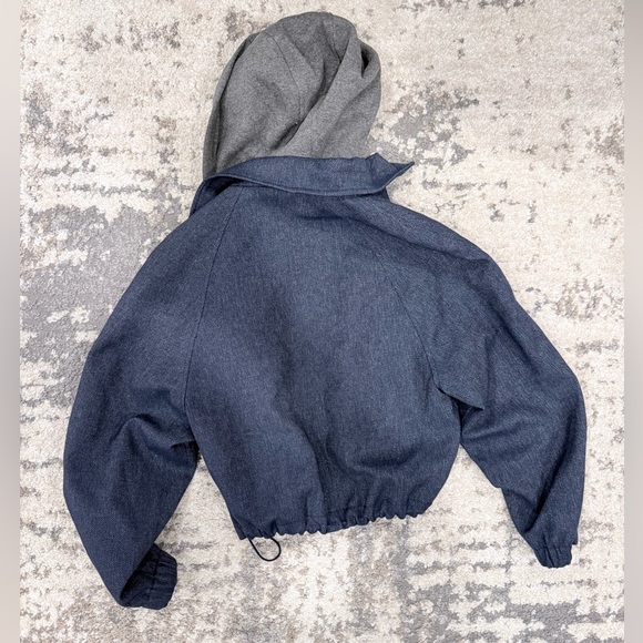 Zara Dark Blue Jacket with gray hood NWT - Picture 3 of 3